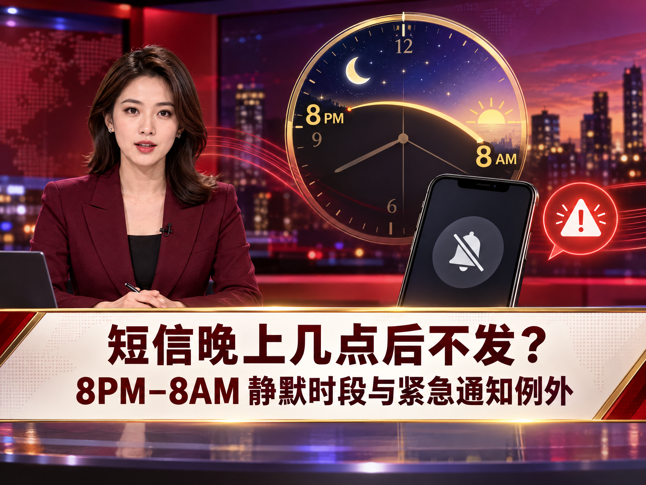 短信晚上几点后不发？8PM–8AM 静默时段与紧急通知例外